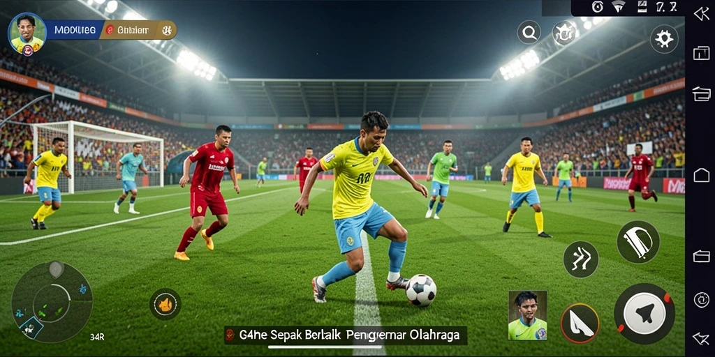 Tampilan gameplay 34R yang mendebarkan dan penuh aksi sepak bola.
