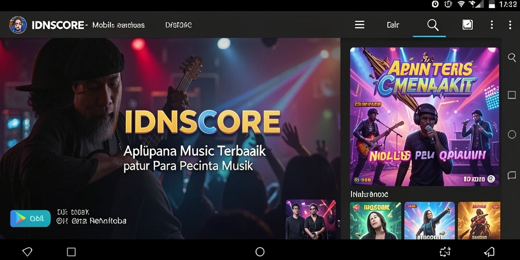 Screenshot utama IDNSCORE menampilkan antarmuka pengguna yang menarik dan sederhana.