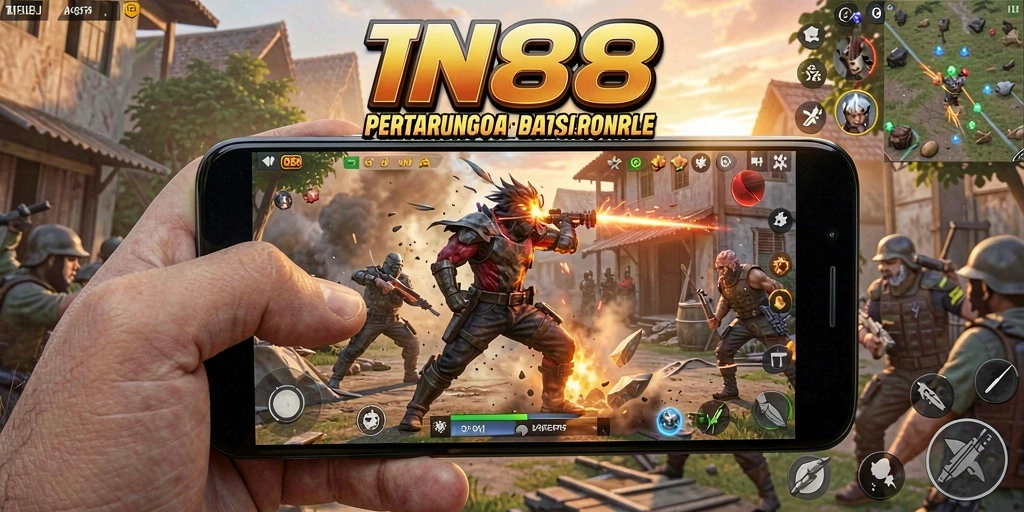 Tangkapan layar utama IN88 menunjukkan aksi seru dalam battle royale.