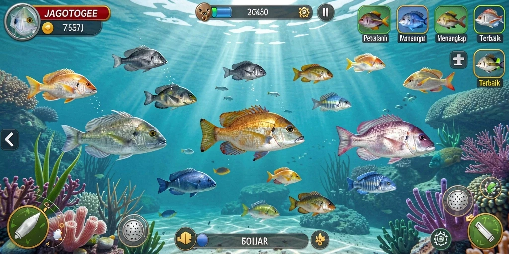 Screenshot gameplay JAGOTOGEL yang menampilkan suasana memancing yang realistis.