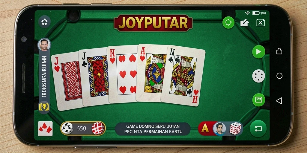 Screenshot gameplay JOYPUTAR dengan suasana permainan Domino yang seru.