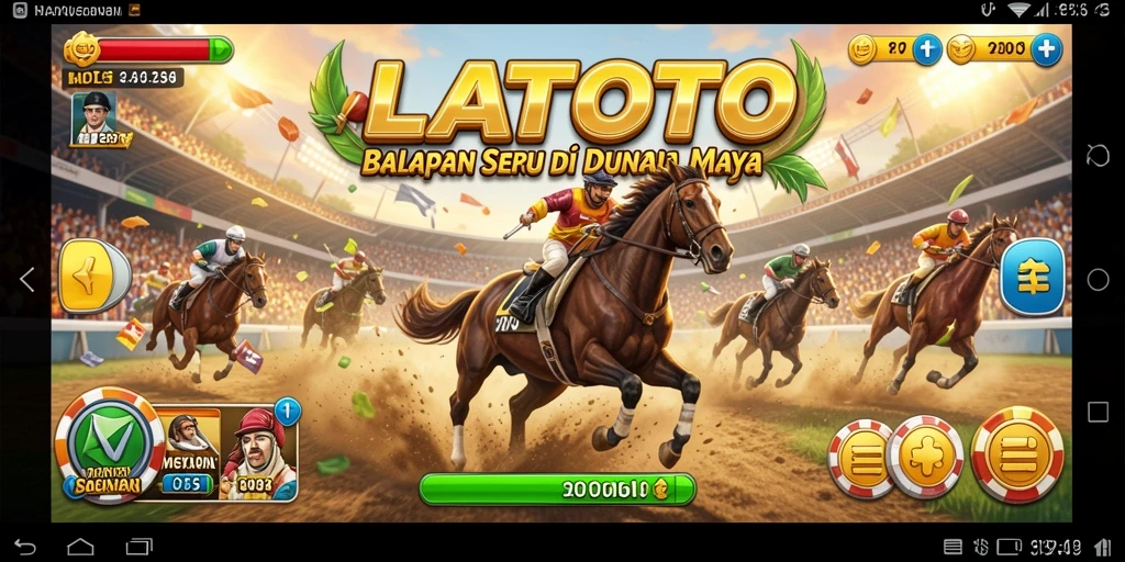 Tampilan gameplay LATOTO dengan mobil balap melaju cepat.