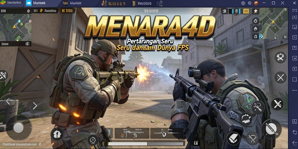 Screenshot menunjukkan aksi seru dalam game FPS MENARA4D.