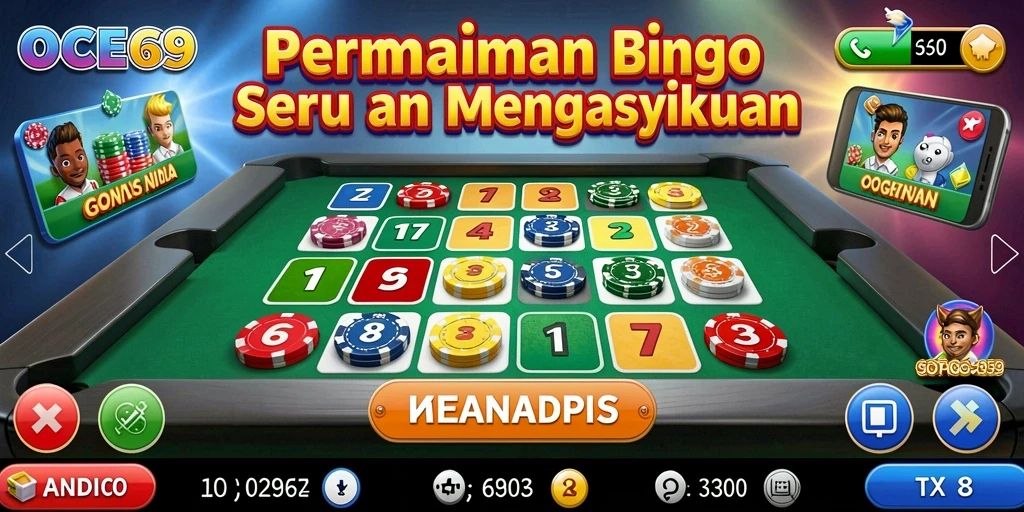 Gameplay Bingo seru dengan antarmuka menarik di OCE69.