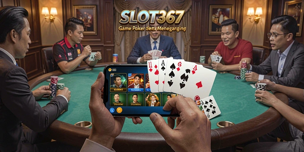 Screenshot gameplay SLOT367 menampilkan pemain beraksi di meja poker.