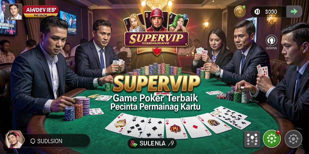 Tampilan menarik dari gameplay Poker di SUPERVIP.